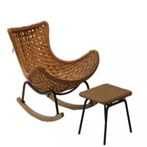 라탄흔들의자 쿠션 안락의자 거실 체어 베란다 I. 원목색단독흔들의자