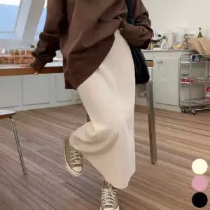 가을 겨울 여성용 코듀로이 골덴 밴딩 롱 스커트 치마