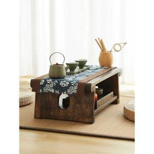 원목 낮은 테이블 북유럽 다다미 베이윈도우 접이식 빈티지 티테이블
