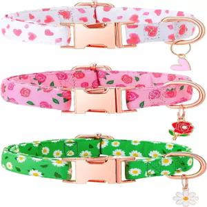 중간 크기의 개를 위한 3팩 꽃무늬 목걸이 핑크색 여자 암컷 꽃 펜던트 1218.9인치