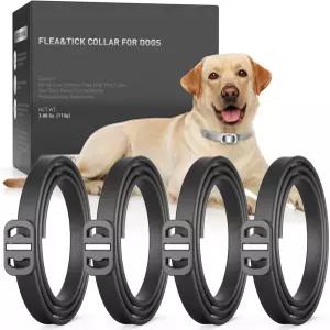 반려견용 벼룩 목걸이 4팩 진드기 천연 에센셜 오일이 함유된 모든 연령대의 위한 크기 조절 가능블랙