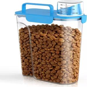 반려견 사료 보관 용기 57Lbs 반려동물 휴대용 손잡이 및 계량컵이 있는 밀폐형 고양이 새를 위한 소형