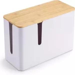 지요 대나무 뚜껑 코드 정리함 TV 및 컴퓨터용 안전 ABS 케이블 관리함 전선을 숨길 수 있는 나무 덮개