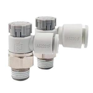 원터치 피팅 미터 아웃 스로틀 밸브가 있는 SMC 유형 속도 컨트롤러 공압 AS1201F