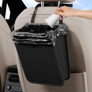 자동차 쓰레기통 접이식 잠금 장치 디자인 미니 정리함 및 36개의 일회용 검은색 쓰레기 봉투가 있는