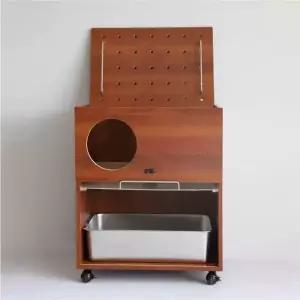 원목 고양이화장실 후드형 반려묘 숨숨집 수납 자동화장실