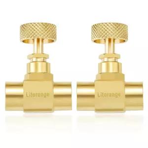 리토랑주 2팩 헤비 듀티 황동 교체 제어 바늘 밸브 1/4인치 여성 NPT X 연결