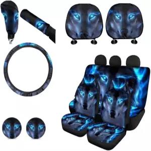 케이후안 11피스 자동차 액세서리 세트 시트 스티어링 휠 코스터 기어 변속 노브 핸드브레이크 커버