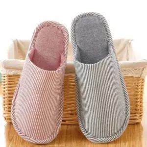 [라일리] Rly 스트라이프 코튼 실내화 남성용 네이비 앞트임 사