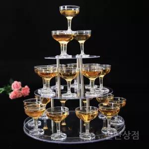 3단샴페인타워 클럽 결혼식 파티용 플라스틱 와인 샴페인 바 컵 호텔 파티 웨딩 소품 풀세트 칵테일