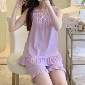 [라일리여성의류] Rly 리본 레이스 투피스 나시 반바지 홈웨어 귀여운