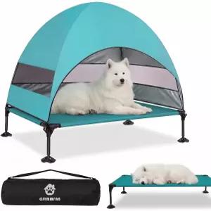 자외선 차단 캐노피가 있는 고가 개 침대 강력한 조절 가능한 발이 야외 텐트 더 넓은 그늘이 휴대용