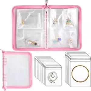 여행용 주얼리 정리함 투명 보관함 세트 반지 팔찌 스터드 지퍼가 달린 포켓 목걸이 귀걸이 120 그리드