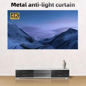 고휘도 안티라이트 프로젝터 스크린 84-150인치 16:9 메탈 커튼 - 4K 호환 가정용 야외용 사무실용 휴대용