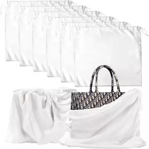 보관용 19.6x15.7인치 지갑 먼지 봉투 6팩 핸드백 신발 부츠흰색용 드로스트링이 있는 실크 천 가방