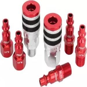 밀턴 커플러 플러그 키트(M-스타일)의 컬러 핏과 고무 범퍼 - 공기 공구 및 압축기용 1/4인치 NPT 퀵