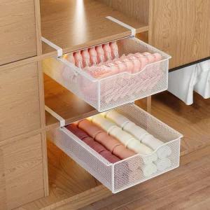 서랍 여성 대학 기숙사 필수품을 위한 WOCUANSI 2팩 옷장 풀아웃 바구니 브라 속옷 및 양말 정리함 흰색