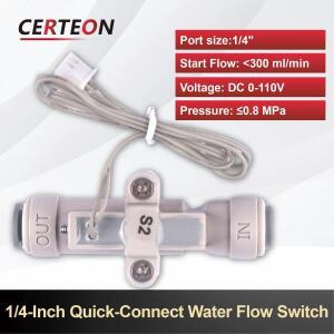 저유량 수류 스위치 ZJMFS-S2 1/4인치 퀵 커넥터 일반 오픈형 작동 300ml/min RO 시스템 정수기 냉온수기용