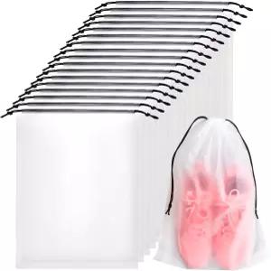 50개 반투명 여행용 신발 가방 보관용 대형 투명 로프가 있는 보호용 파우치 정리함 포장용 드로스트링