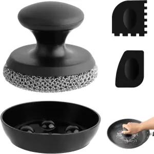 주철 스크러버 클리너 팬 프라이팬용 체인메일 접시 청소 패드 금속 316 스테인리스 스틸 브러시/스크래퍼