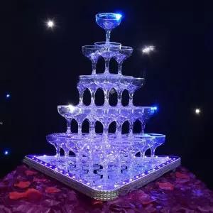 샴페인 타워 와인잔 소품 유리 5단 플라스틱 웨딩 호텔