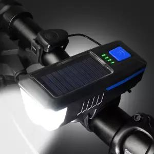 자전거 킥보드 태양광 충전 라이트 전조등 전자벨 LED 블루