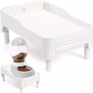 고양이와 개 목 을 위한 반려동물 사료 공급대 90 자동 및 물 디스펜서에 적합한 높이 조절 가능한 선반