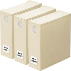 스페이스에이드 3팩 침대 시트 정리함 및 보관함 접이식 린넨 옷장 창문 XL퀸 킹 사이즈 침구 용기 세트