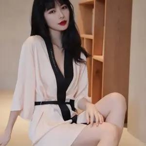 2컬러 여성 실크가운 로브 샤워가운 슬립 골프가운