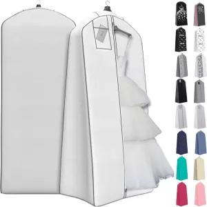 당신의 가방 웨딩드레스 의류 여행 및 옷걸이 또는 보관을 위한 72인치 퍼프 신부 가운 커버용 20인치 가셋