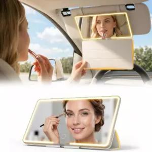 보호 커버가 있는 카 선 베니티 미러 3가지 라이트 모드가 LED 바이저 메이크업 일상적인 출퇴근 및 도로
