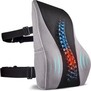 이중 조절 가능한 스트랩이 있는 초밀도 요추 베개 사무용 의자 자동차 소파용 인체공학적 지지 허리 및