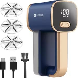 전기 보풀 제거기 의류 및 소파용 충전식 패브릭 면도기 조절 가능한 3단 6단 블레이드 LED 조명 USB 듀얼