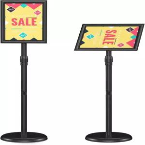 Relx 표지판 홀더 스탠드 8.5x11 인치 - 조절 가능한 바닥 쇼핑몰 학교 레스토랑을 위한 스냅 오픈 프레임