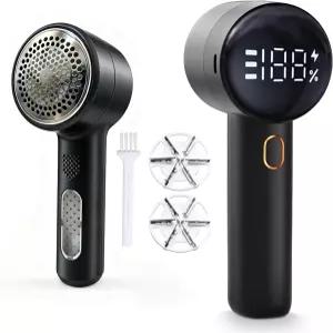 패브릭 면도기 충전식 전기 보푸라기 제거기 교체 가능한 칼날 2개 속도 3배 디지털 LED 디스플레이로 옷