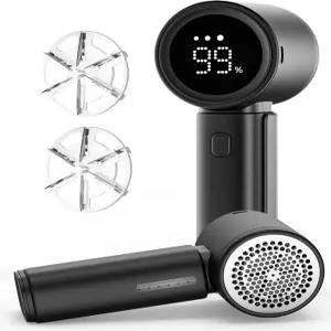 패브릭 면도기 전기 보풀 제거기 3단 속도 6단 블레이드 LED 디스플레이 및 타입C 충전식 충전재로