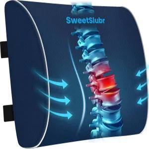 사무용 의자 카시트 및 가정용 책상용 요추 지지대 베개 이중 조절 가능한 스트랩이 있는 인체공학적