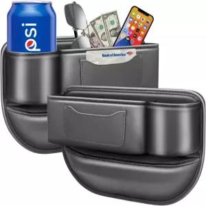 도볼란 카시트 갭 필러 정리함 2 팩 블랙 카 가죽 컵 홀더 백 남성 인테리어 액세서리 수납 선글라스