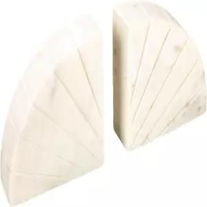 크리에이티브 협동 모던 아치형 반원형 대리석 북엔드 조각된 디테일 2개 세트 흰색