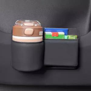 자동차 사이드 도어 정리함 3.75인치 컵 홀더 PU 가죽 뒷좌석 보관 포켓 휴대폰 코인 선글라스용 콘솔