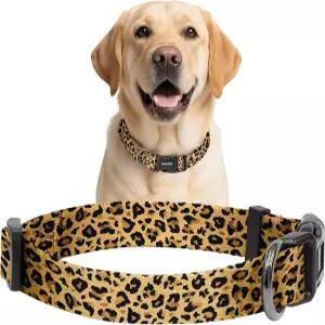 소년 소녀를 위한 카자주 개 목걸이 귀엽고 부드러운 나일론 강아지 중형 대형견을 조절 가능한 갈색