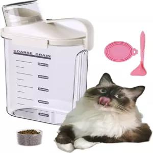 57파운드 개 사료 보관 용기 고양이 계량컵이 있는 밀폐 캔 뚜껑 및 스쿱 가능