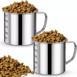 개 사료 스쿱 1컵 스테인리스 스틸 계량컵 손잡이 반려동물 건조 식품 및 간식에 이상적