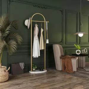 골드 코트 랙 대리석 베이스가 있는 모던 의류 튼튼한 독립형 옷 모자 스카프 신발 정리 가능 19.7인치 W