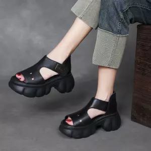 캐주얼 여친 스트랩 샌들 봄가을 로마 토오픈 키높이 네즈 외출 두꺼운 밑창 슈즈 CH1