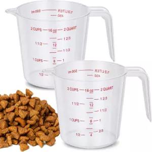 개 사료 스쿱 플라스틱 계량컵 손잡이가 있는 고양이 또는 새 대한 정밀한 표시가 반려동물 계량 2컵2컵