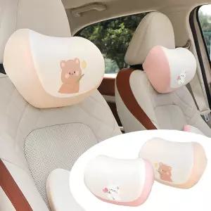 자동차 헤드레스트 베개 2PCS 자동 쿠션 메모리 폼 카시트 목 이동 중에도 편안하고 스타일리시한 헤드 곰