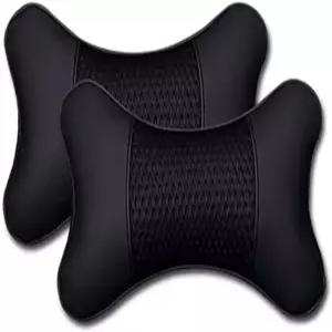 대부분의 자동차 운전석을 위한 카 넥 베개 양면 퓨 가죽 2팩 헤드레스트 통기성 목 지지대 조절 가능