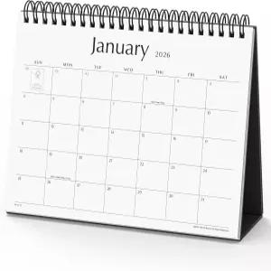 책상 달력 2026 넥밋 스탠딩 플립 데스크톱 2026년 1월부터 2027년 6월까지 18개월 동안 사용되며 스티커와