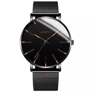 제네바 메탈 가죽 비즈니스 바늘 아날로그 초시계 남자 남성 패션 손목 시계